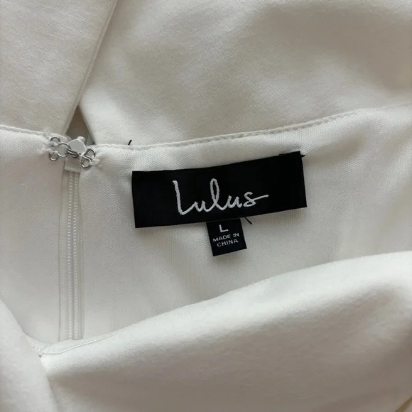 Lulu's Classic Glam White Stretch Off Shoulder Bodycon Dress Bridal Size L